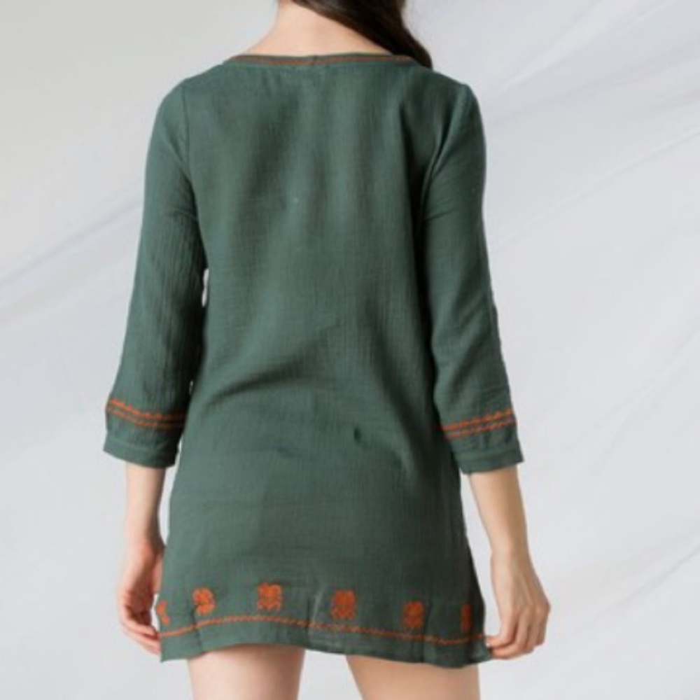 Olive & Orange Embroidered Tunic - Picture 3 of 11